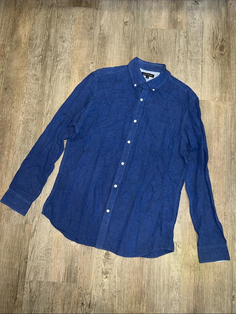 Banana Republic Men’s Blue Button-Down Linen Cotton blend Shirt L